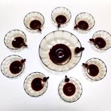 Set of Ten Smoked and Crimson Murano Glass Dessert Bowls in the style of Ze