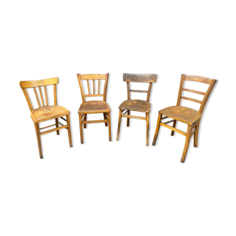 lot 4 Chairs bistro mismatched curved wood