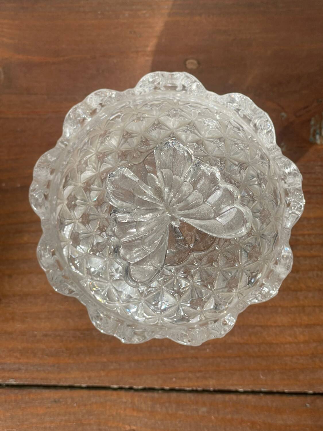 Crystal sugar bowl with butterfly motif