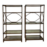 Rattan and smoked glass shelves, 60s.
