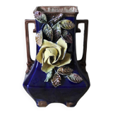 Slip vase decorated with flowers