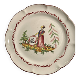Faience plate Les Islettes decor Madame Bernard 19th century 23 cm rare model