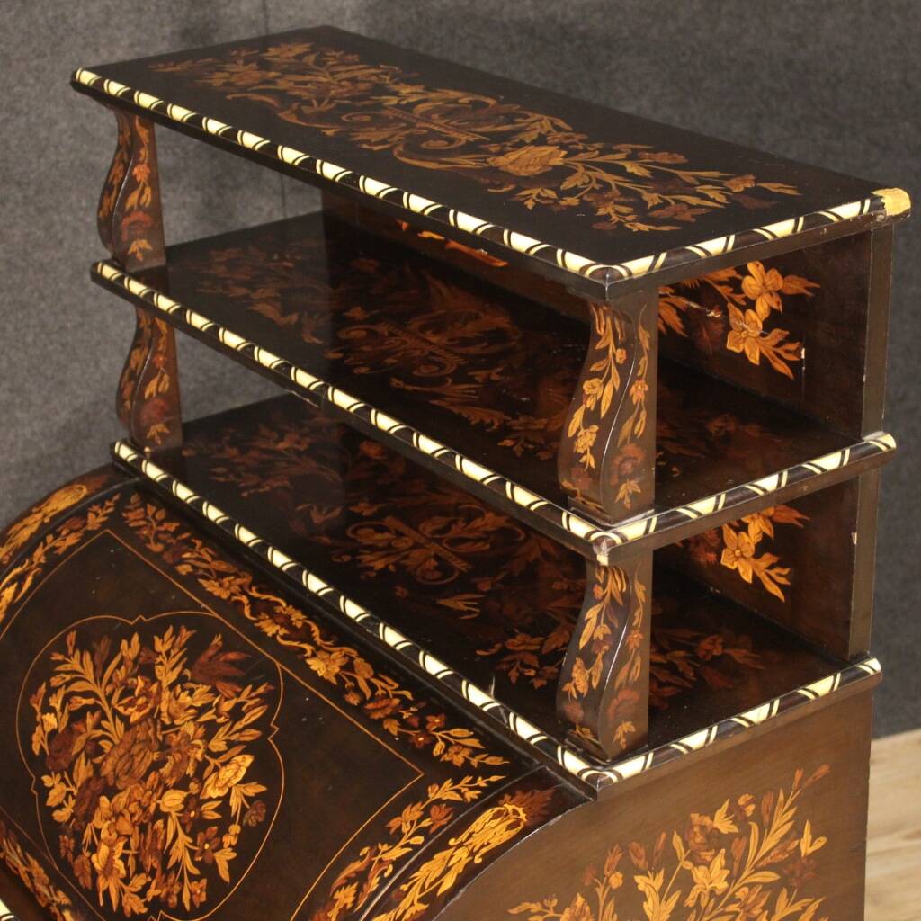Napoleon III style marquetry cylinder desk