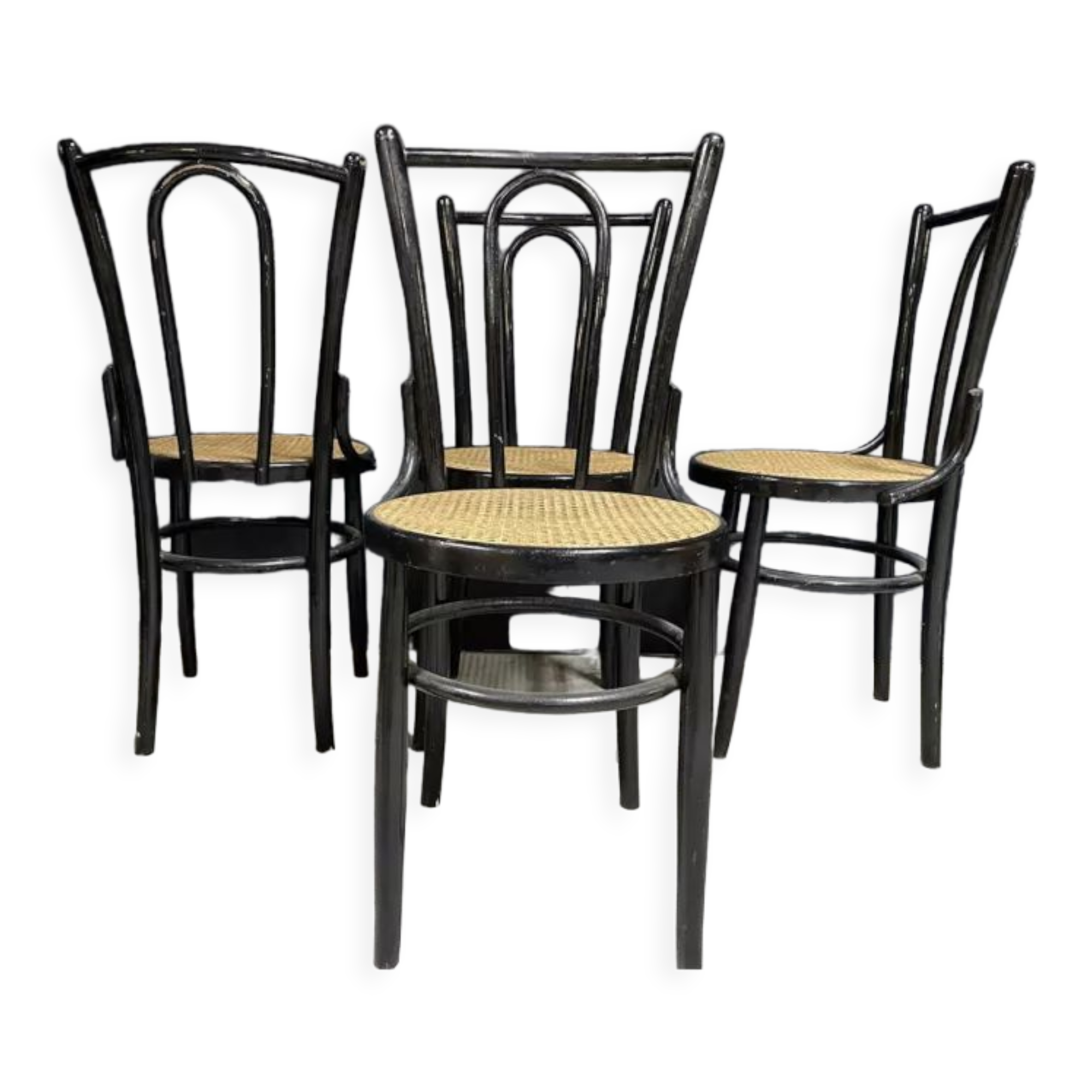 Série de 4 chaises bois courbé