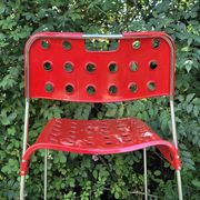 Omstak chair by Rodney Kinsman, vintage red metal.