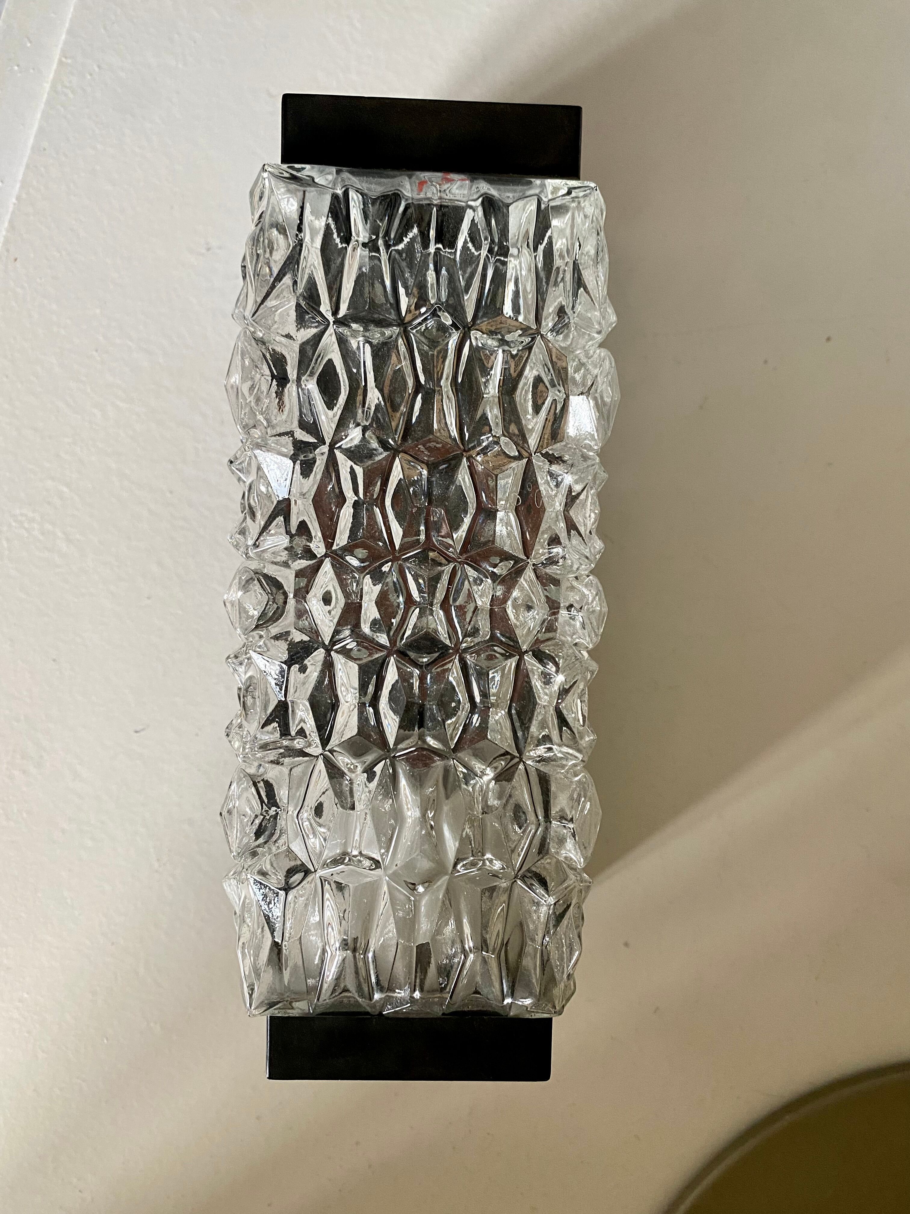 Wall lamp RZB Leuchten textured molded glass and vintage bakelite