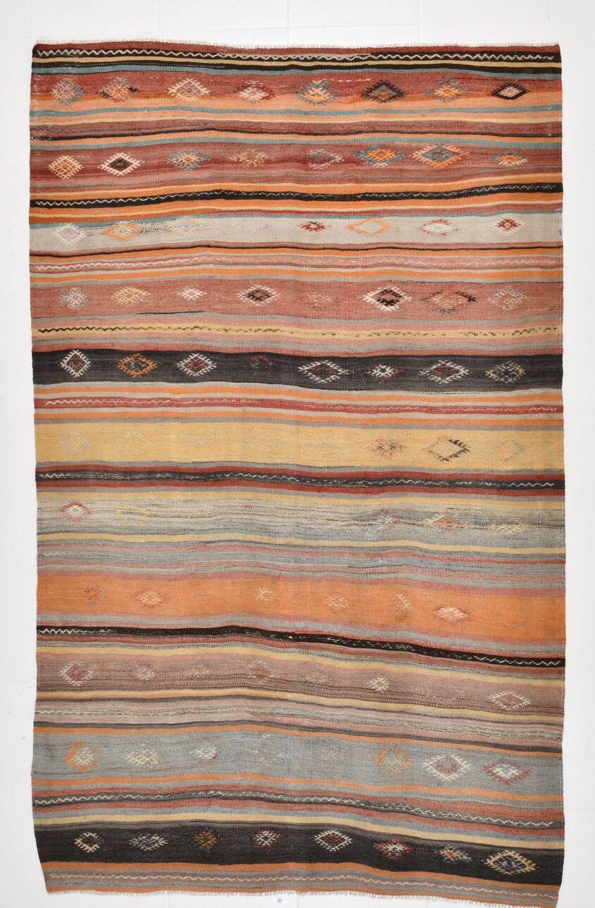 Turkish Anatolian Carpet, Vintage Pattern Rug, 163x259 Cm
