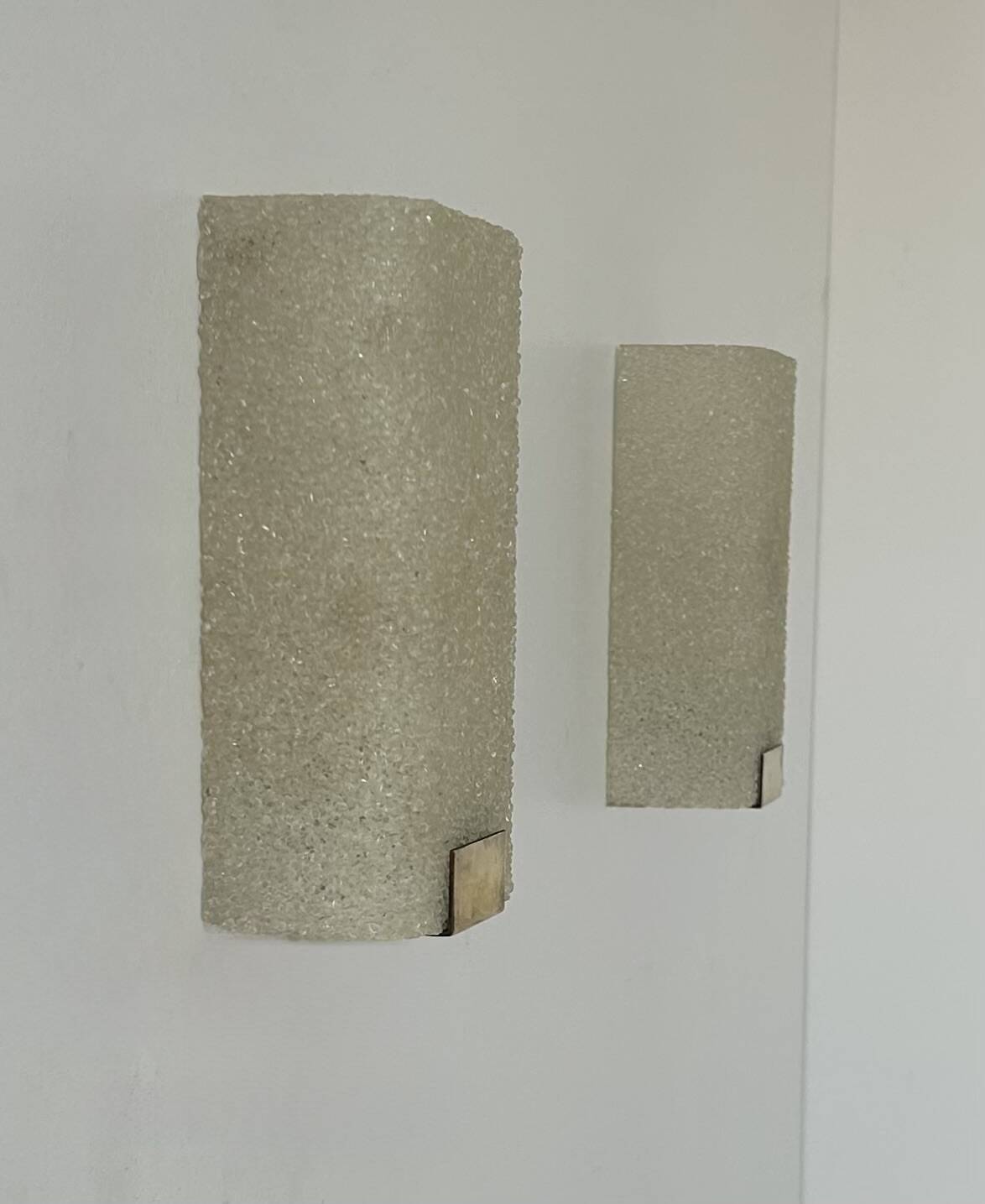 Pair of vintage wall lights, granite perspex and brass, France 1960