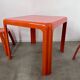 Table and 4 chairs in orange fiberglass design from the 70s Patrick Gingembre Paulus edition
