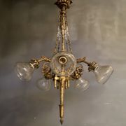 Italian Liberty Bronze Chandelier, 1940s