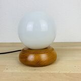 Opaline globe pine lamp from the 60s