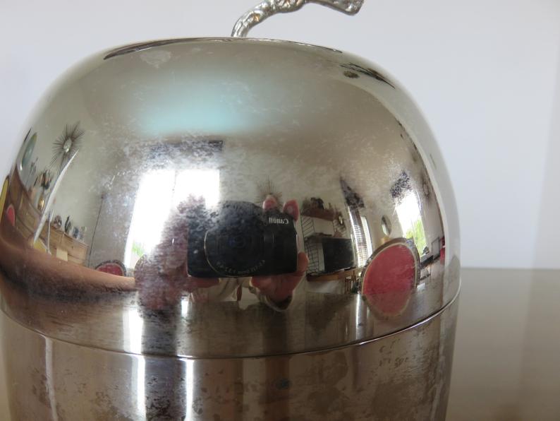 Silver metal "apple" ice bucket 60s