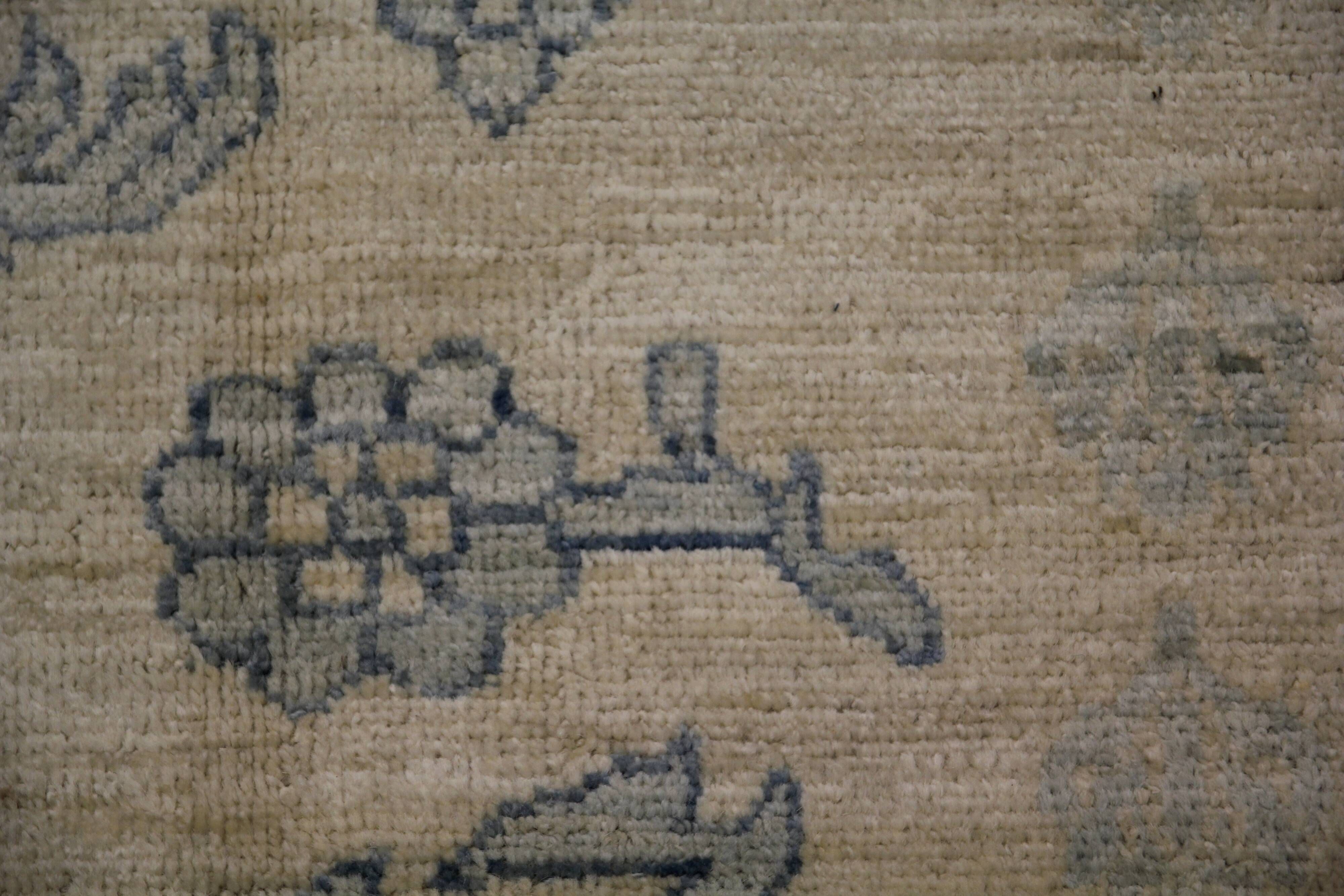 Handknotted Light Blue Rug Cream Oversize Floral Zeigler Carpet Home Interi