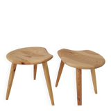 Pair of sculptural mid-century stools in pine by Norsk Husflid 1960s Norway