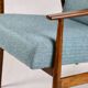 Armchair 'Lis', 1970s turquoise tweed design by Henryk Lis - brown beech wood