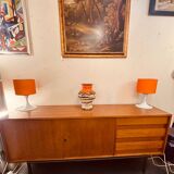 Scandinavian sideboard with 2 doors and 3 drawers in teak.