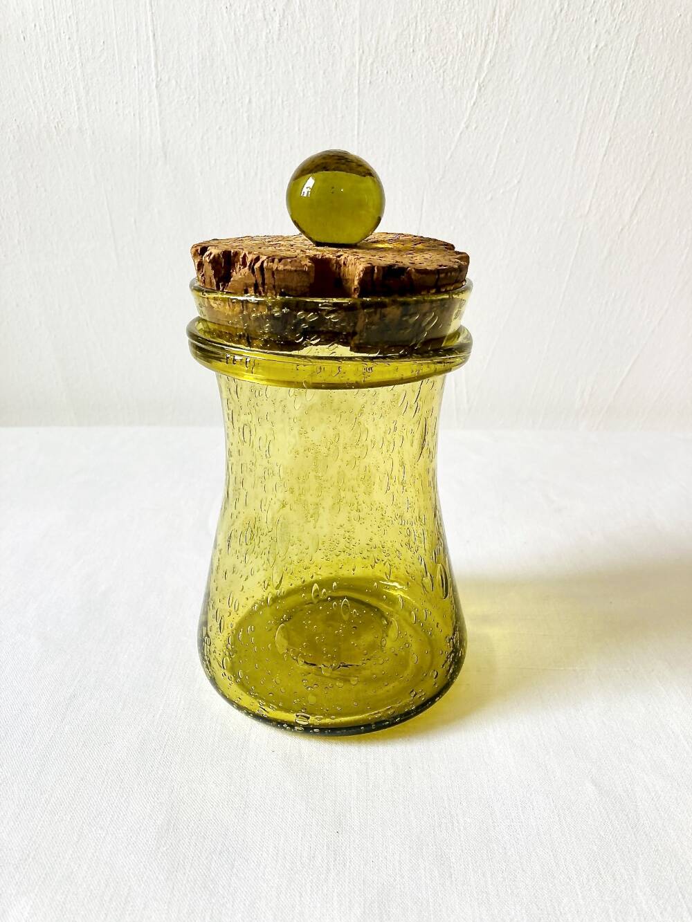 Bubble glass jar with lid, Biot glassware