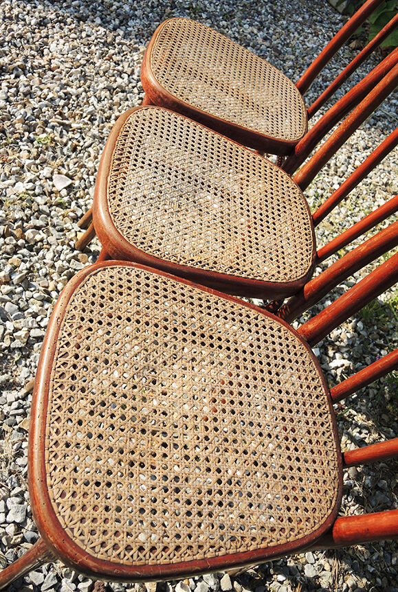3 old bistro chairs cans thonet