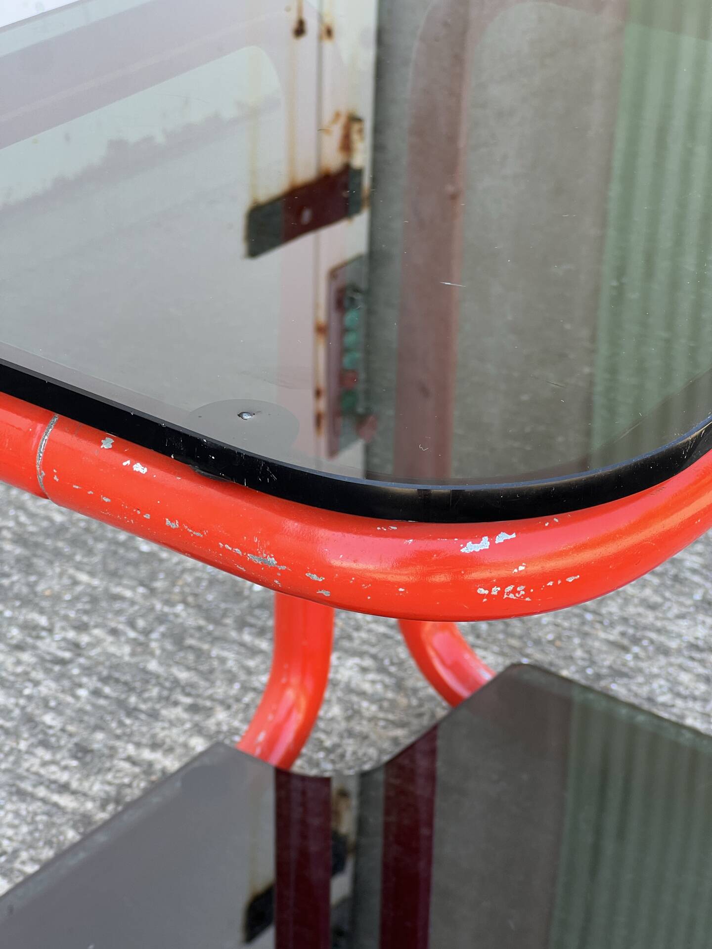 tubular and glass side table from the 1980s