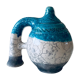 Poterie en terre cuite émaillée bleu et crème
