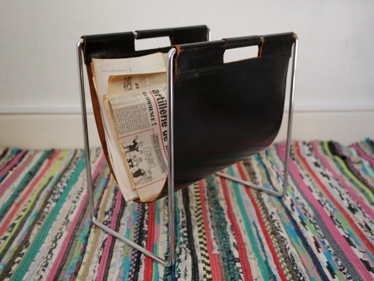 Magazine rack leather made by Brabantia 70 years