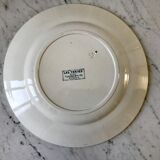 plat rond en Terre de Fer bleu U&C Digoin Sarreguemines modèle Les Ternes fin XIXème