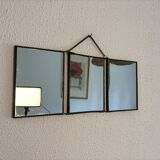 Vintage 1930s triptych mirror depicting a barber, hairdresser, and young dancer