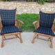 Paire de fauteuils en chêne et paille vintage