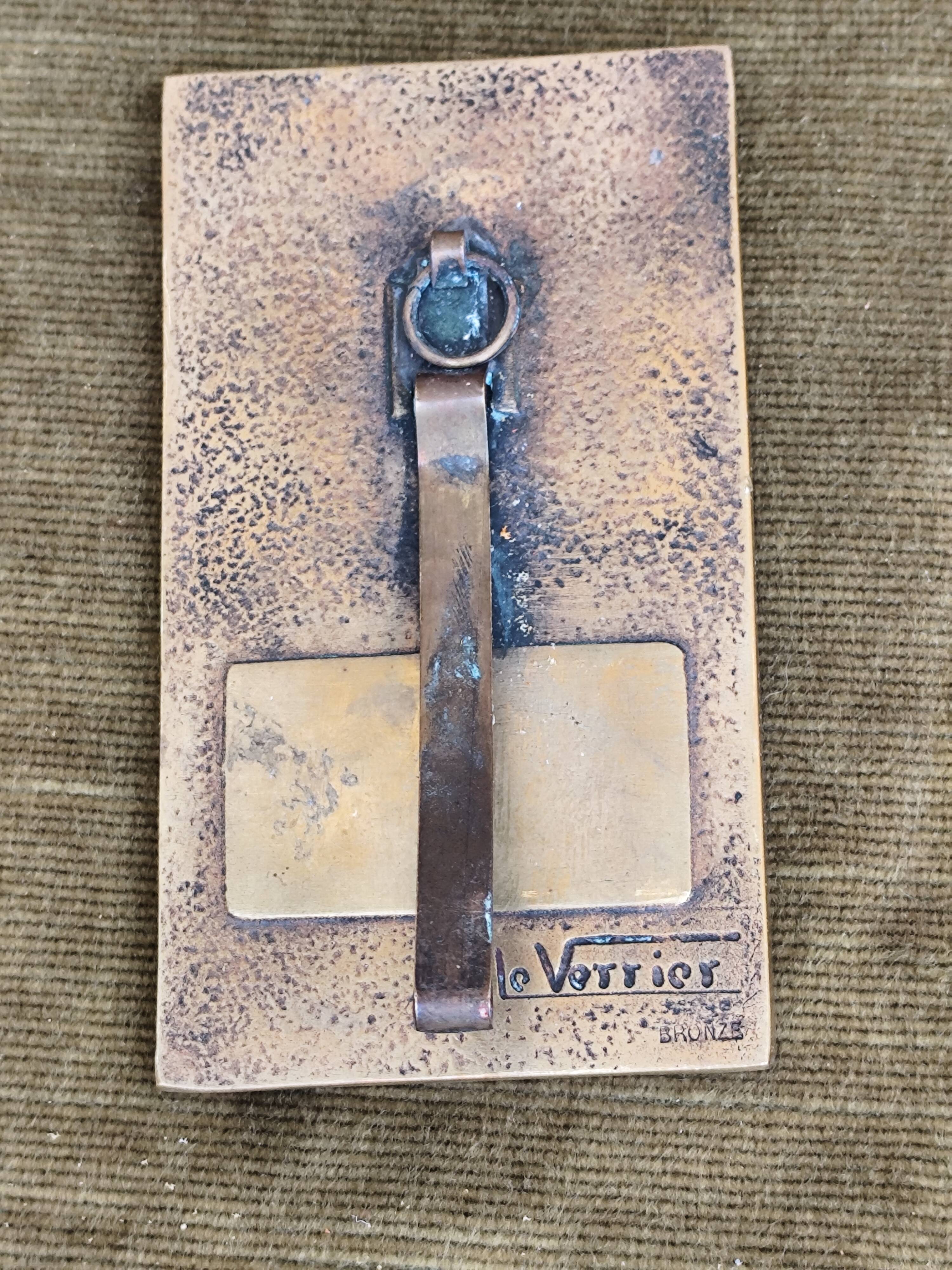 Bronze plaque of the Virgin Mary by Max Le Verrier