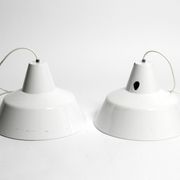 Two 50s metal enamel ceiling lamps by Axel Wedel Madsen for Louis Poulsen