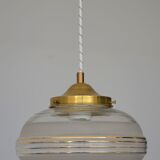 Suspension globe in frosted glass with golden edges
