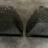 Pair of Wall Sconces in Iron with Cut-Out Patterns
