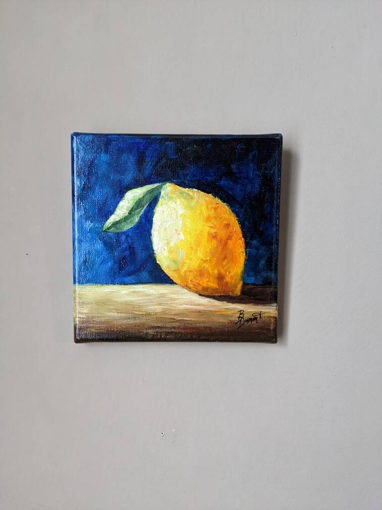 Oil painting on canvas still life lemon country decoration