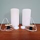 Pair of ribbed white opaline pendants, Philips, 1960s