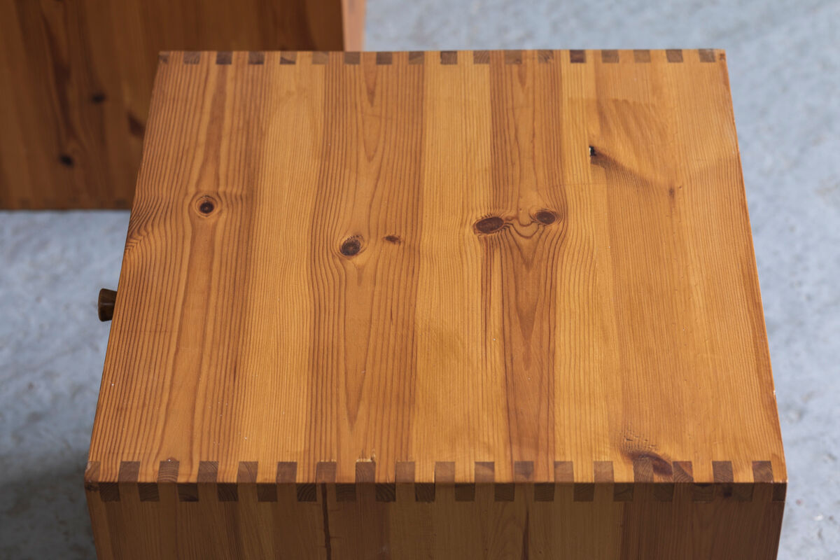 Set of 2 pine cube cabinets in the style of ate van apeldoorn, dutch design, 1960’s