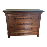 Chest of drawers in walnut and walnut veneer with black veined marble top
