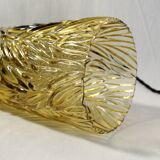 Vintage/art deco cylindrical pendant lamp in chiseled amber glass electrified