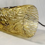 Vintage/art deco cylindrical pendant lamp in chiseled amber glass electrified