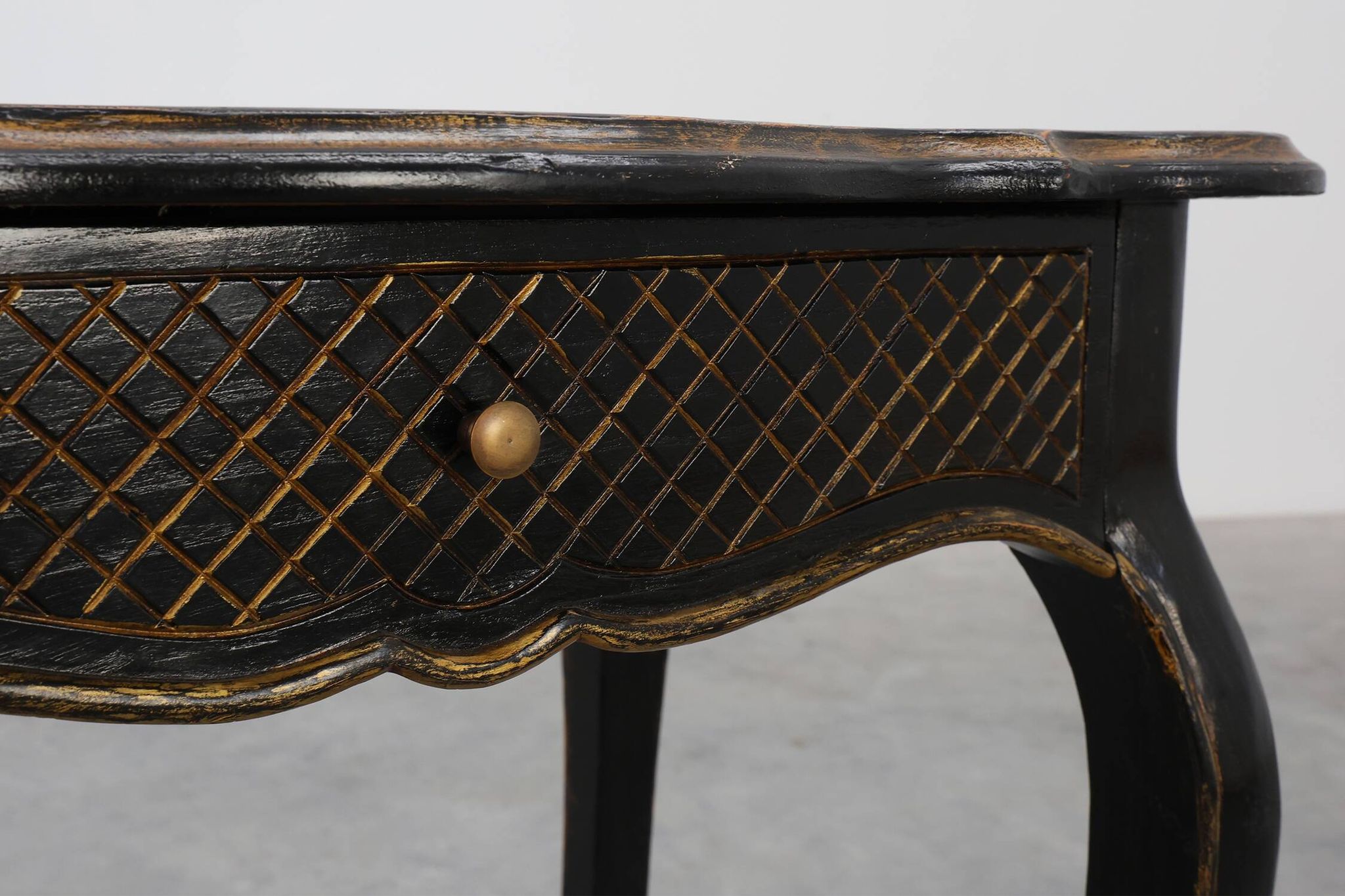 19th Century Black Wooden Side Table with Drawer, France