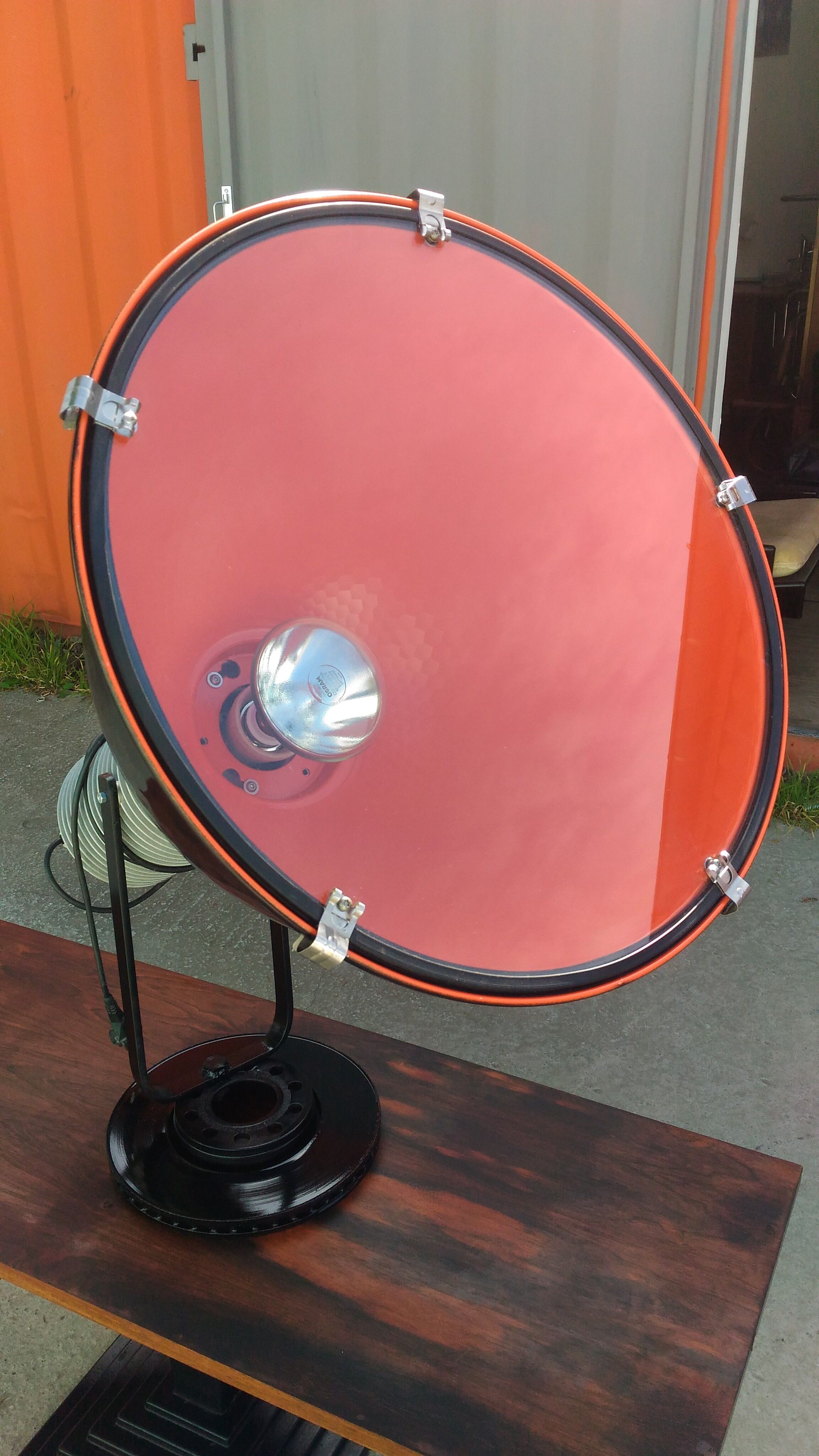 Industrial projector on pedestal