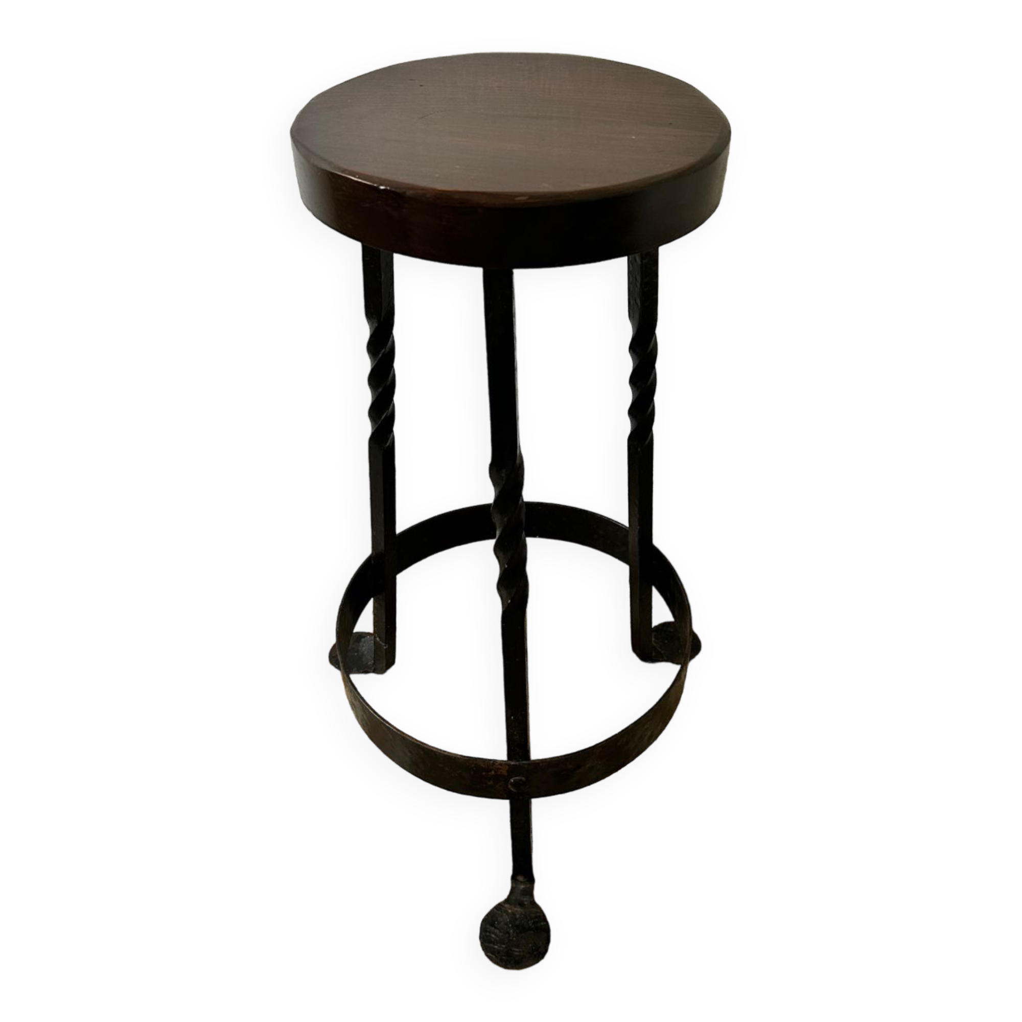 Brutalist wrought iron tripod stool from the 60s