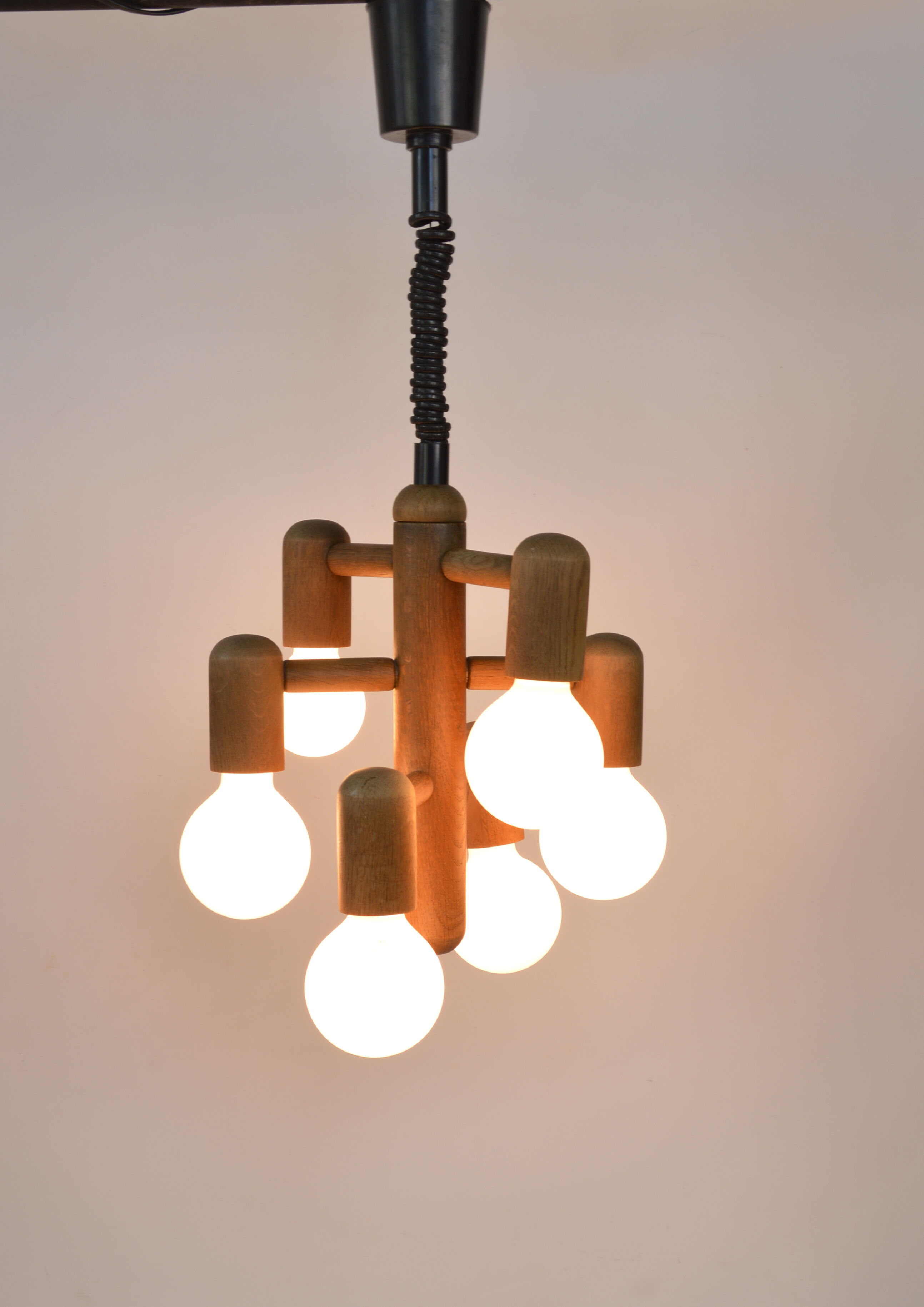 Wooden pendant lamp, 1970s