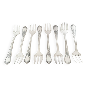 Oyster forks, cake or dessert forks, Guildart, silver-plated.