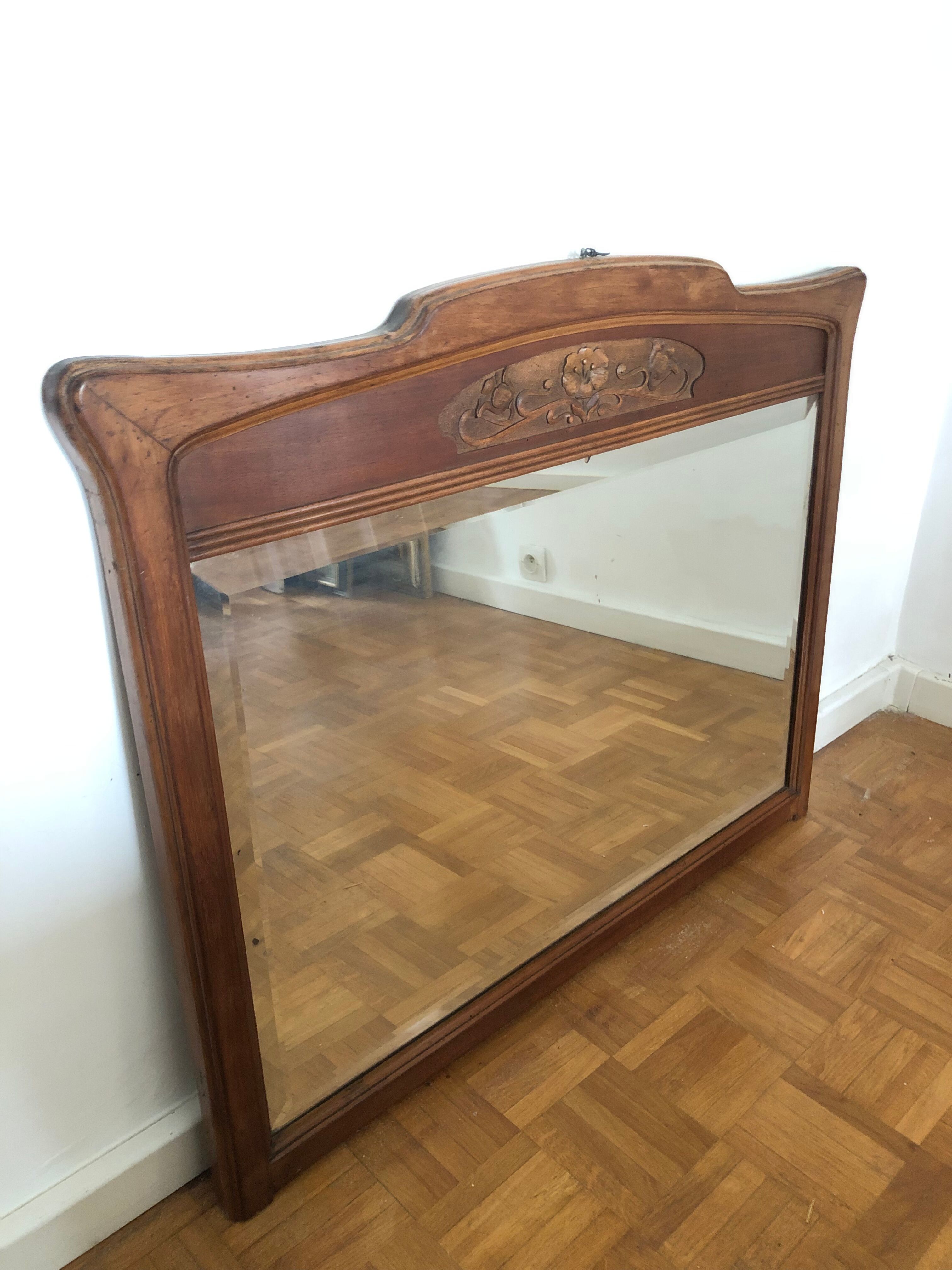 Art Nouveau wooden mirror