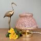 Antique art deco globe table lamp in pink and gold Clichy glass