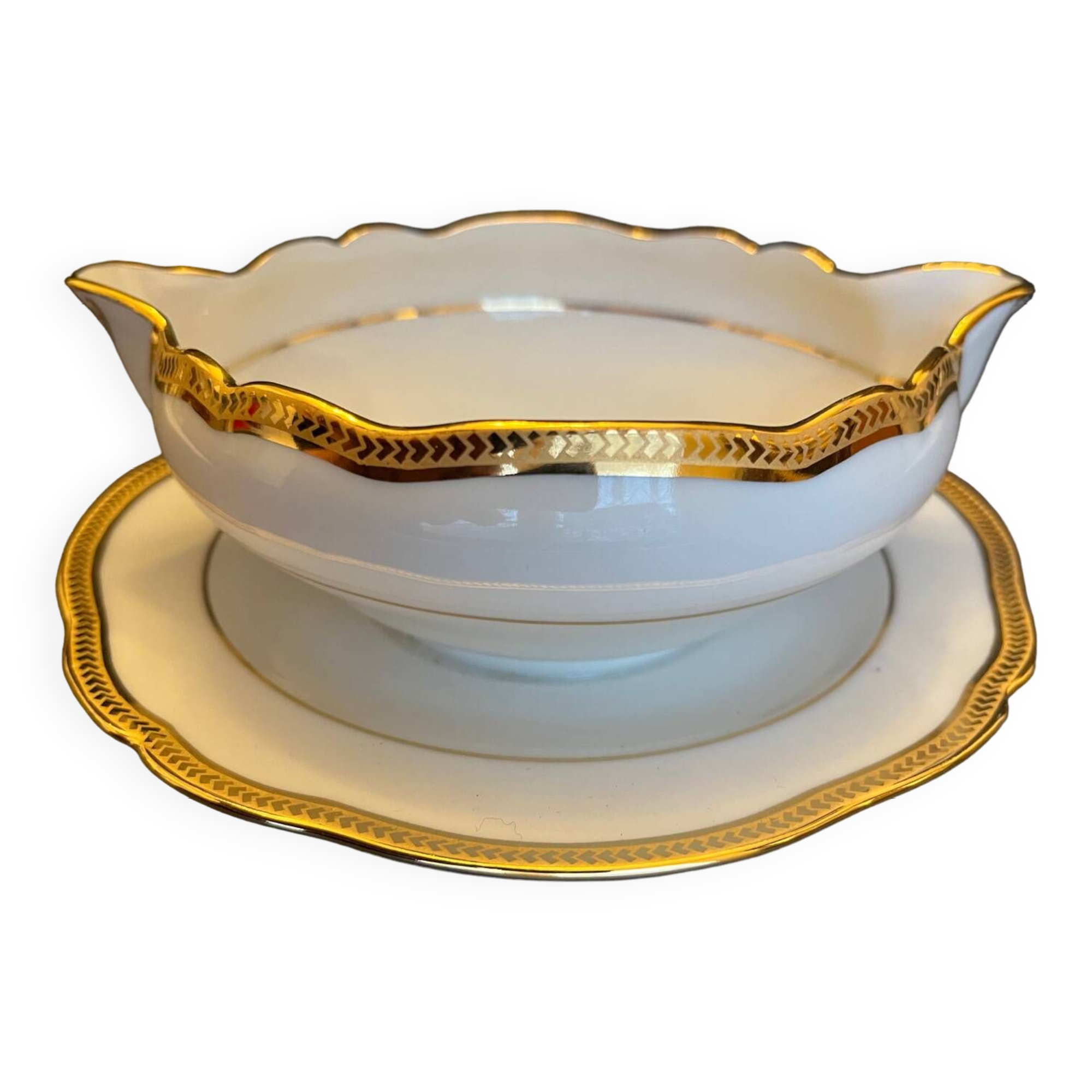 Chapus Limoges porcelain gravy boat
