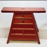 Ancien tabouret de barbier coiffeur chinois 19ème xixème siècle en bois laqué