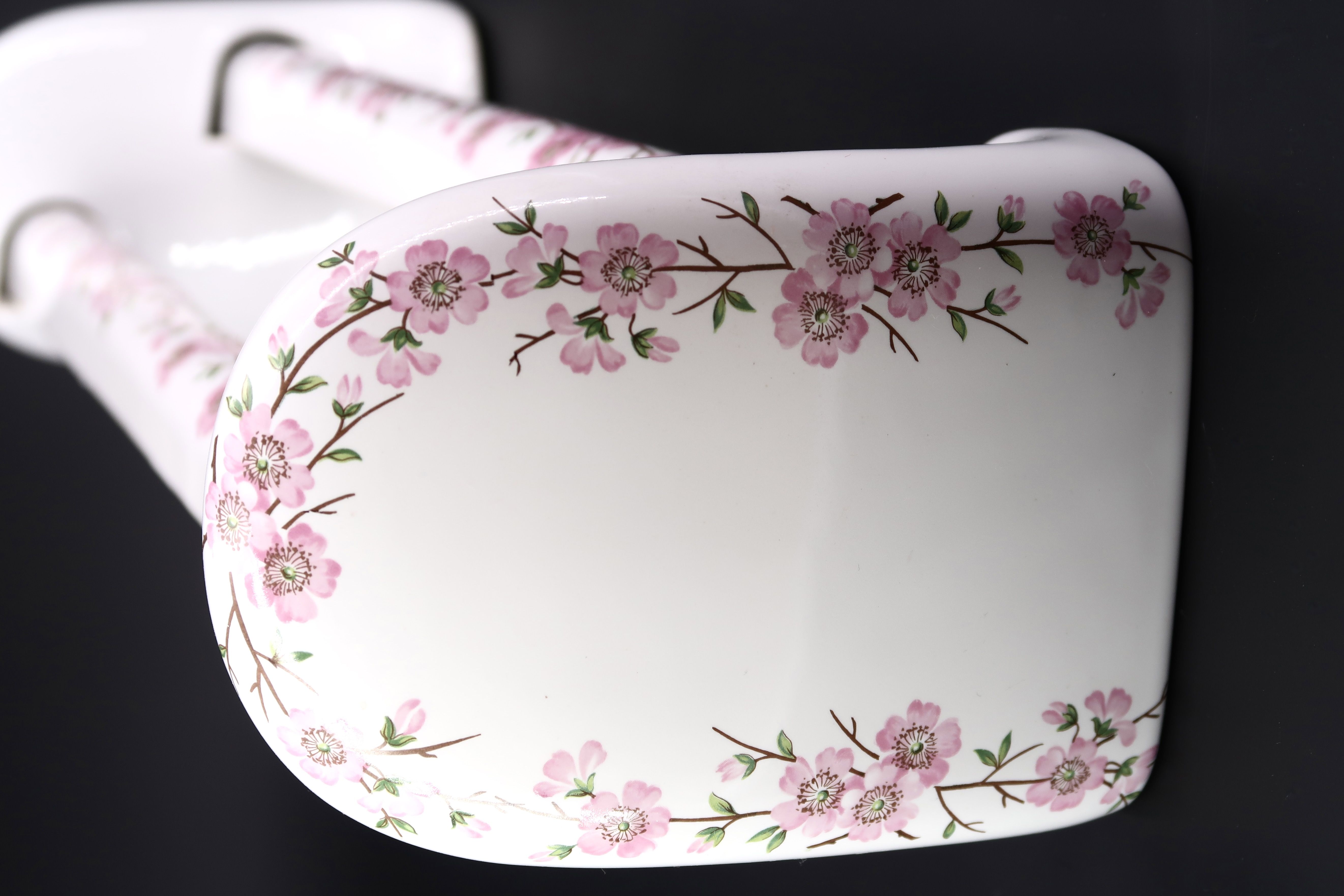 Paris porcelain towel rack, floral decoration, 60s