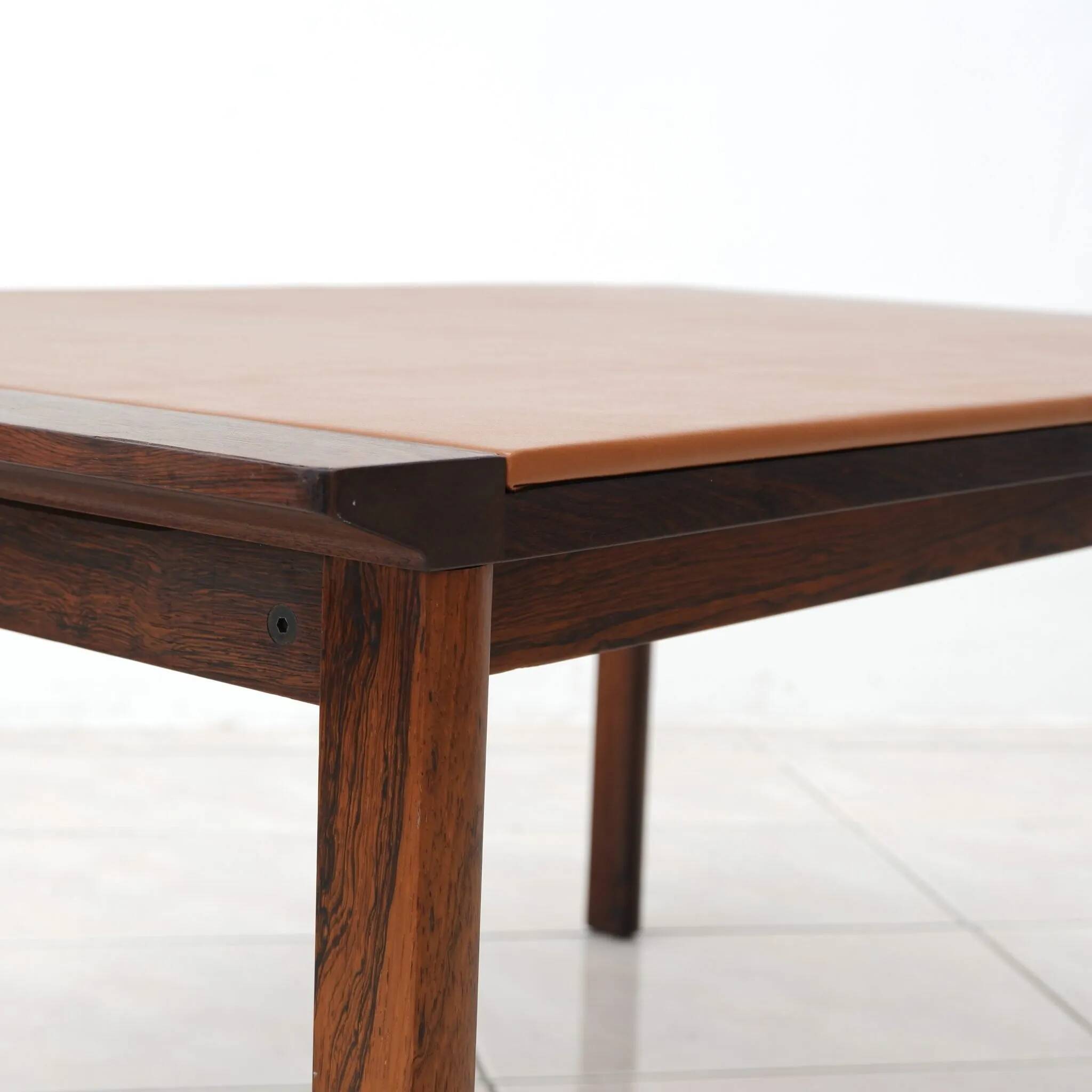 Rosewood and Leather Coffee Table by Hans Olsen
