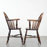 English antique set of 2 Windsor chairs with character, beautiful colouring